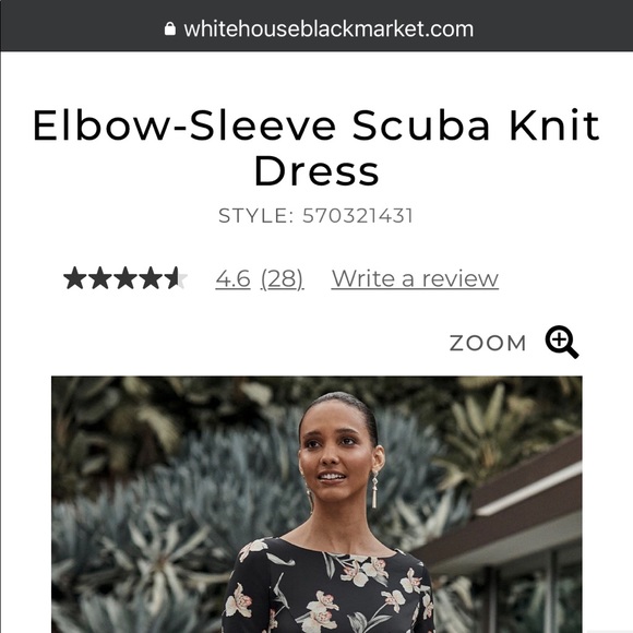 Elbow-Sleeve Scuba Knit Dress Anthurium Tossed Black - Picture 3 of 5